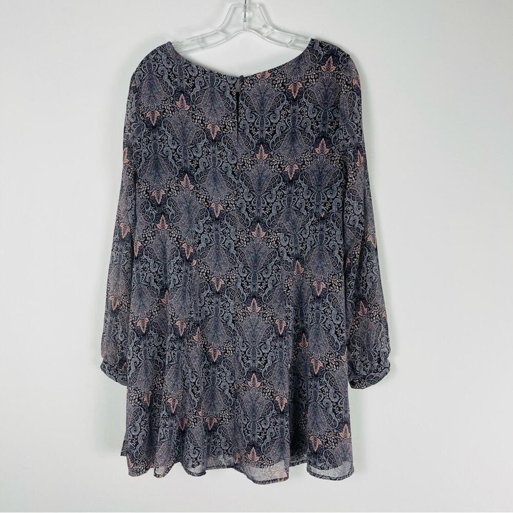 Astr blue pink floral semi sheer chiffon swing preppy office dress medium - Picture 6 of 8
